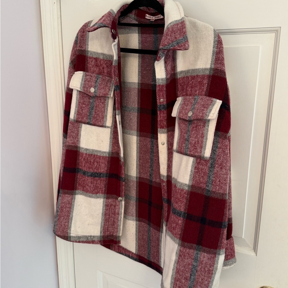 Plaid Red and Cream Women's Jacket